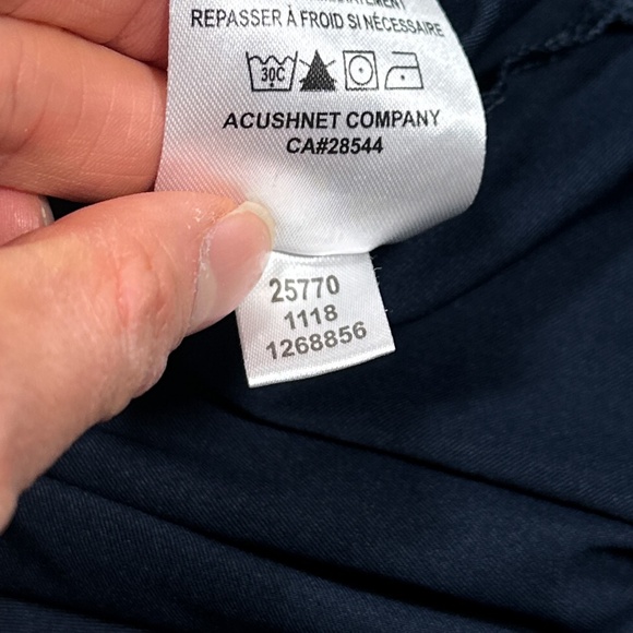 Footjoy Lisle Titleist FJ Logo Print Navy Embroidered Golf Polo Shirt Mens Large - Picture 8 of 9